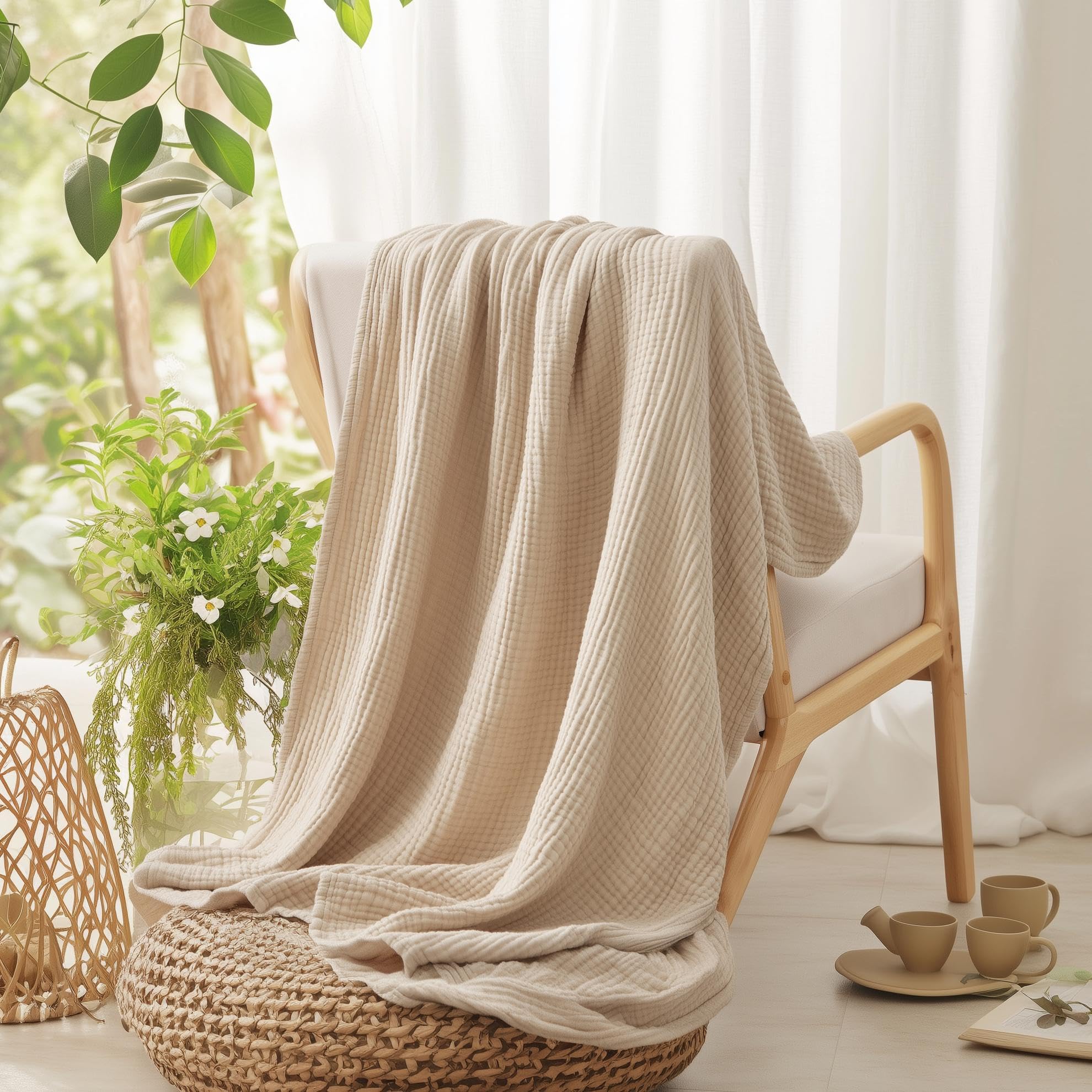 100% Cotton Blanket for Bed So - Muslin Cotton Bedspread recension och pris