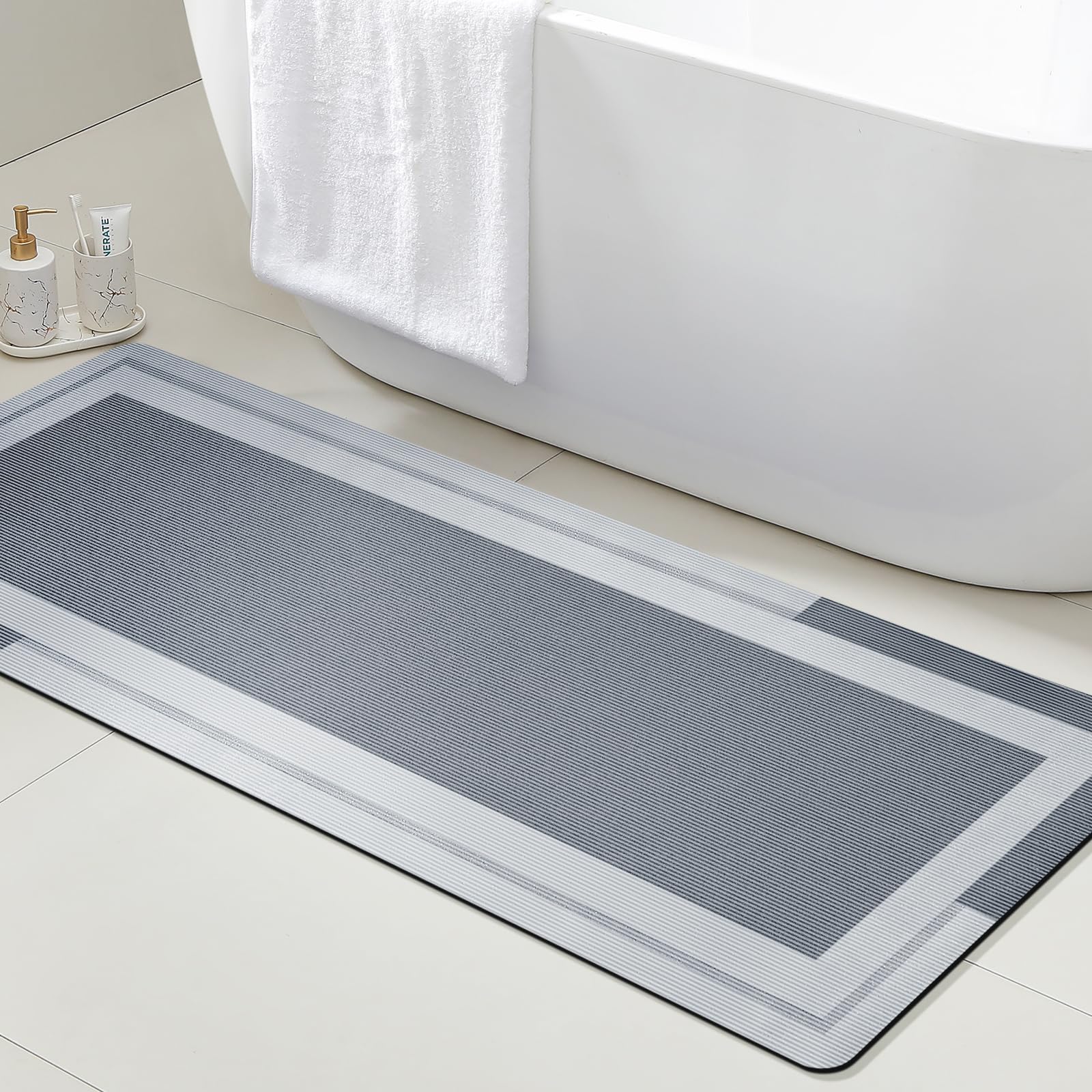 VIKAMA Bathroom Runner Rug wit - Quick Dry Diatomite Bath Mat recension och pris