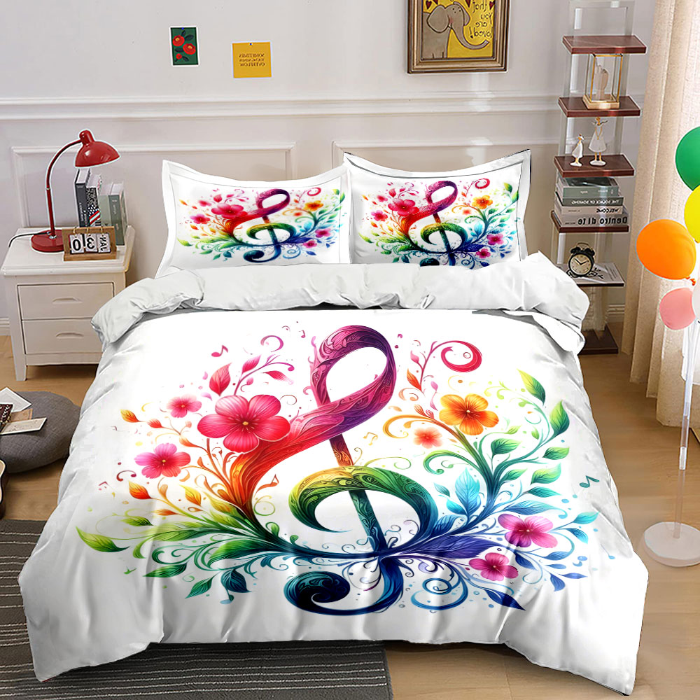 Vibrant floral entwined musica - Duvet Cover Sets With Zipper recension och pris