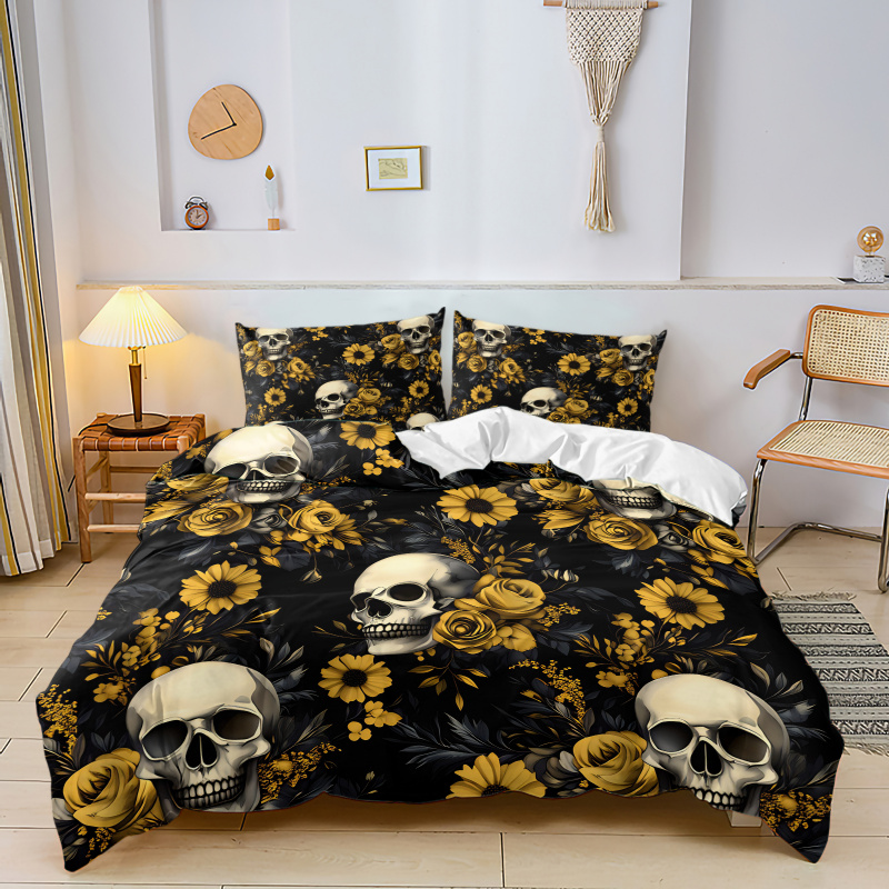 Dark Aesthetic Skull Yellow Fl - Aesthetic Floral Duvet Cover recension och pris