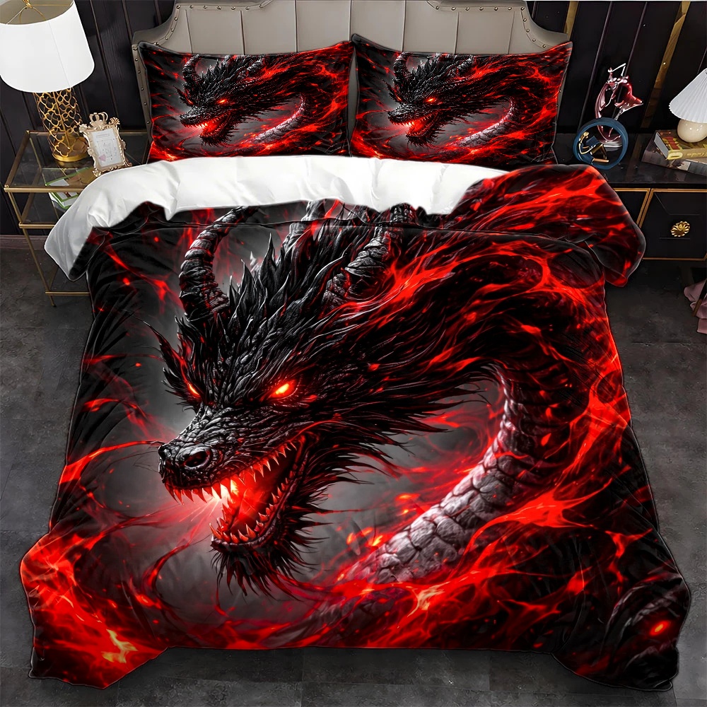 3Pc Dark Dragon Duvet Cover Se - Duvet Cover Sets With Zipper recension och pris