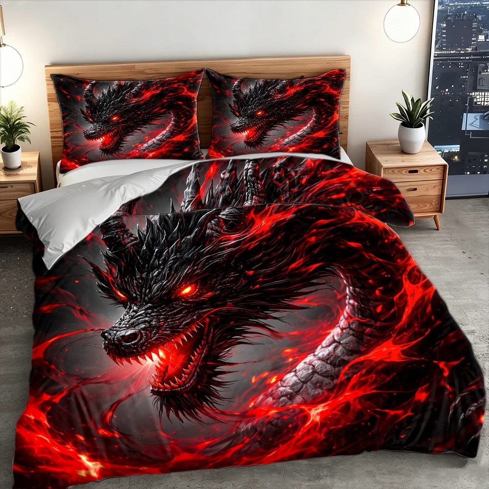 3Pc Dark Dragon Duvet Cover Se - Duvet Cover Sets With Zipper recension och pris