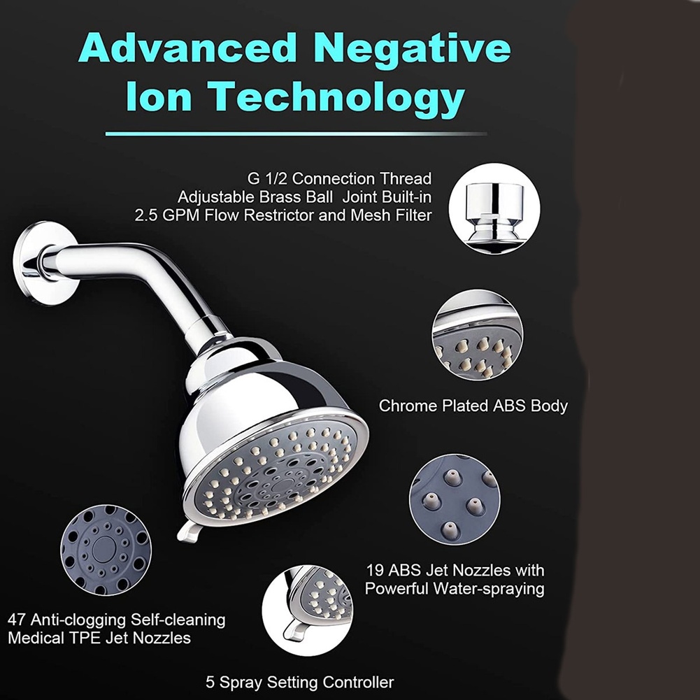1pc Bathroom Shower Head 5 Gea - High Pressure Shower Head Handheld recension och pris