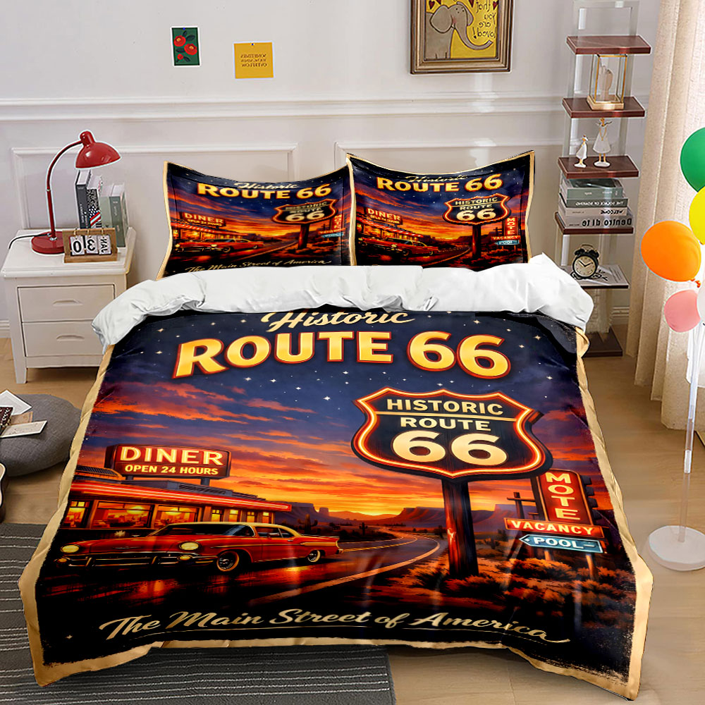 Nostalgic Night on Route 66 Pa - Duvet Cover Sets With Zipper recension och pris
