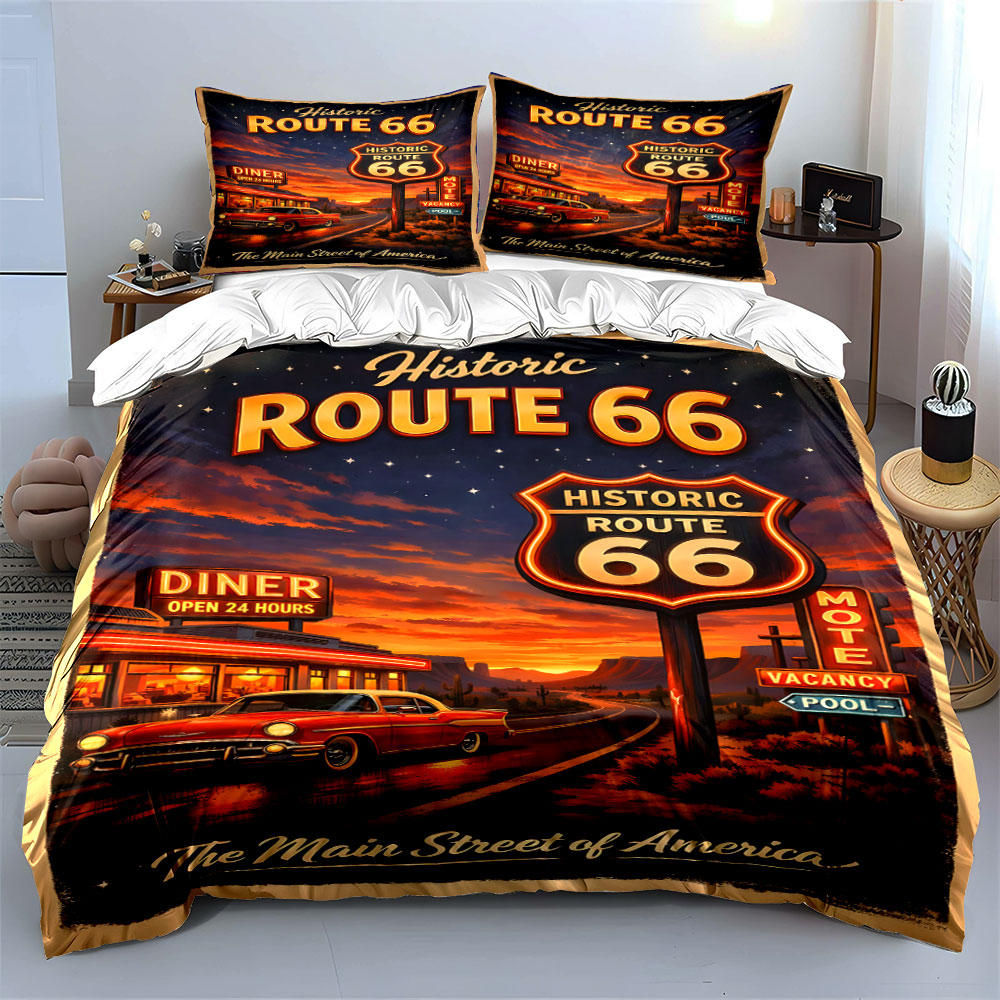 Nostalgic Night on Route 66 Pa - Duvet Cover Sets With Zipper recension och pris