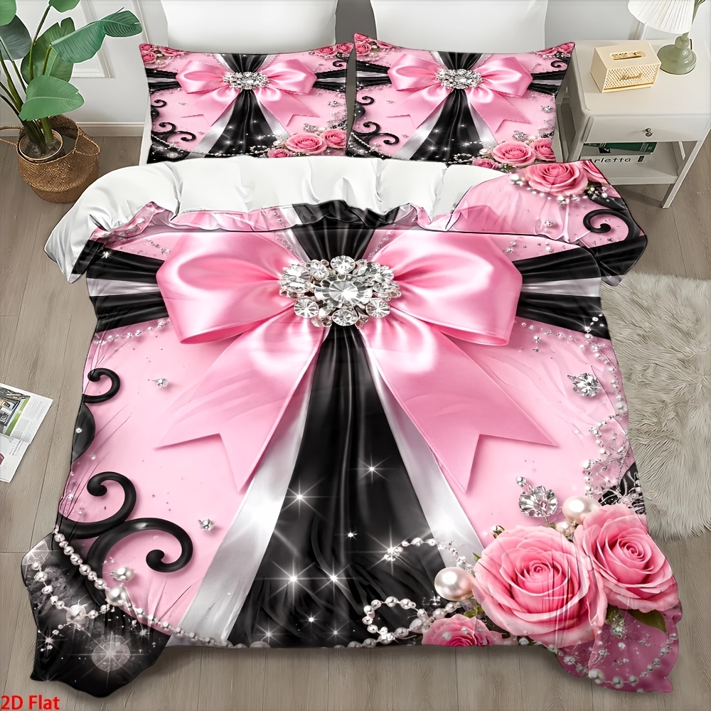 3-Piece Fashionable Black and  - Duvet Cover Sets With Zipper recension och pris
