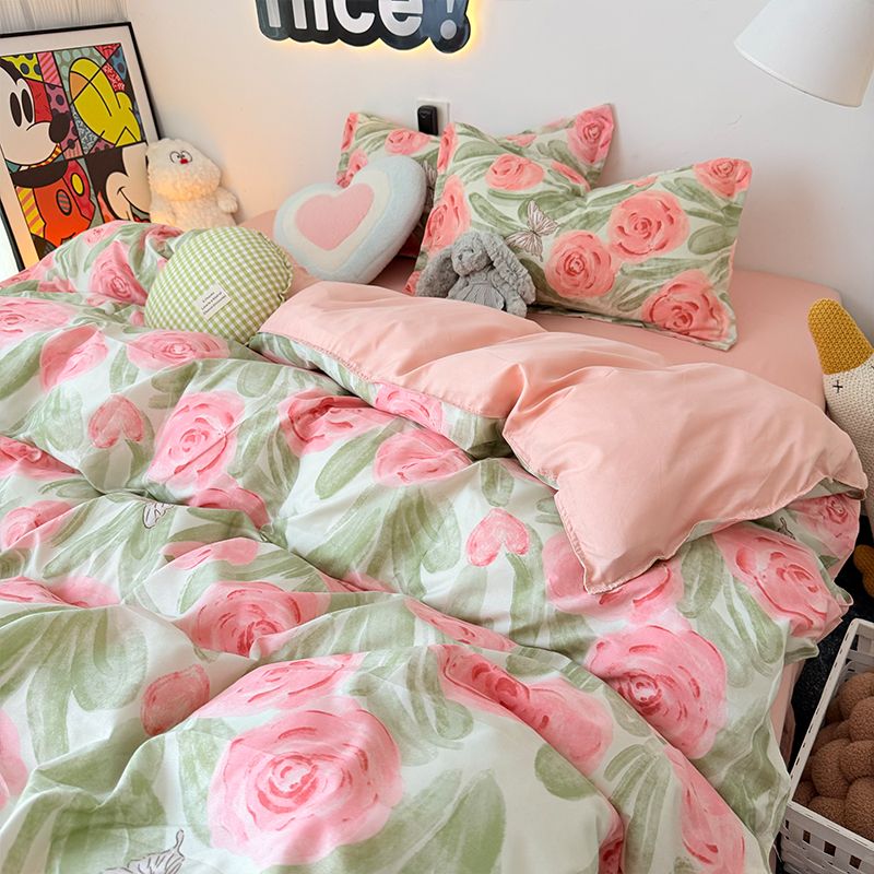 Pink Rose Duvet Cover Set with - Duvet Cover Sets With Zipper recension och pris