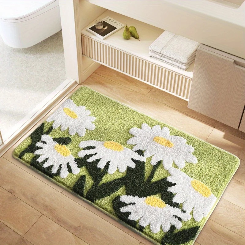 VIKAMA Non-Slip Floral Bath Ma - Quick Dry Diatomite Bath Mat recension och pris