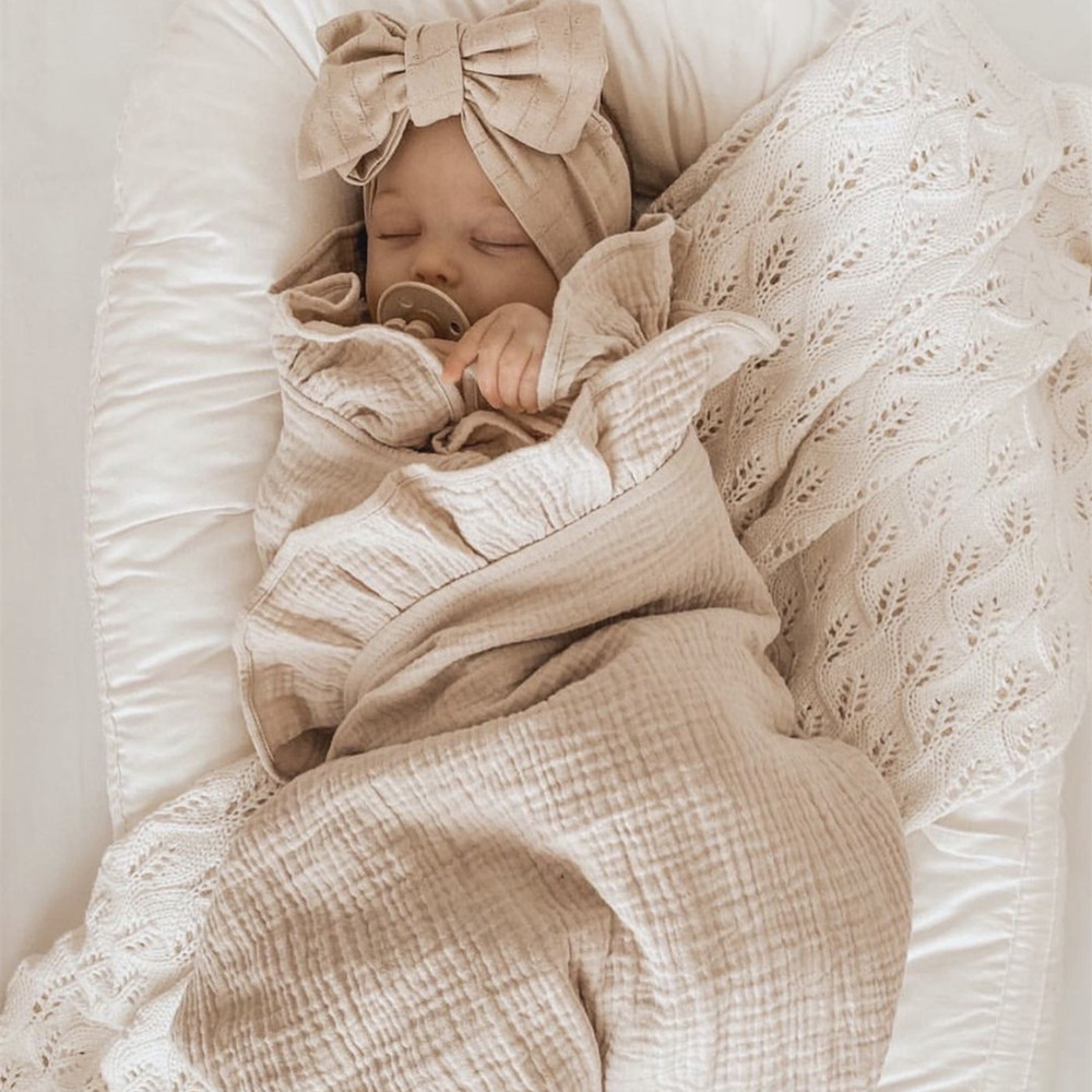 INS Ruffled Muslin Baby Swaddl - Muslin Cotton Bedspread recension och pris