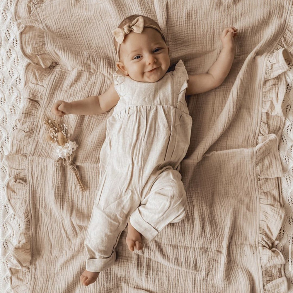 INS Ruffled Muslin Baby Swaddl - Muslin Cotton Bedspread recension och pris